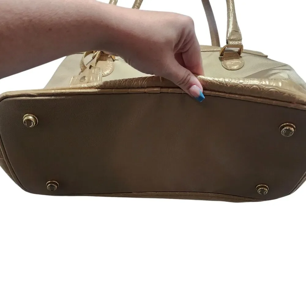 Studio Diane von Furstenberg Croc Embossed Tote Tan Canvas Leather‎ Shopper